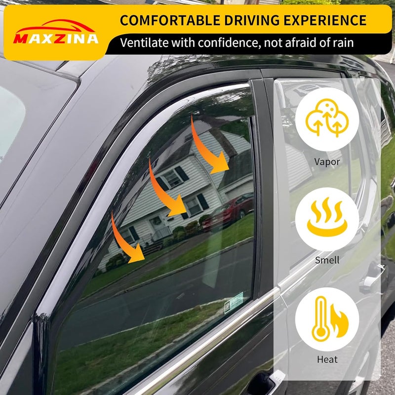 Maxzina Visor Rain Guards Compatible with 2023-2025 2026 Honda Pilot Front and Rear in-Channel Window Visors Wind Deflectors Weather Shield for 2024 Pilot 4PCS Accessories - Image 3